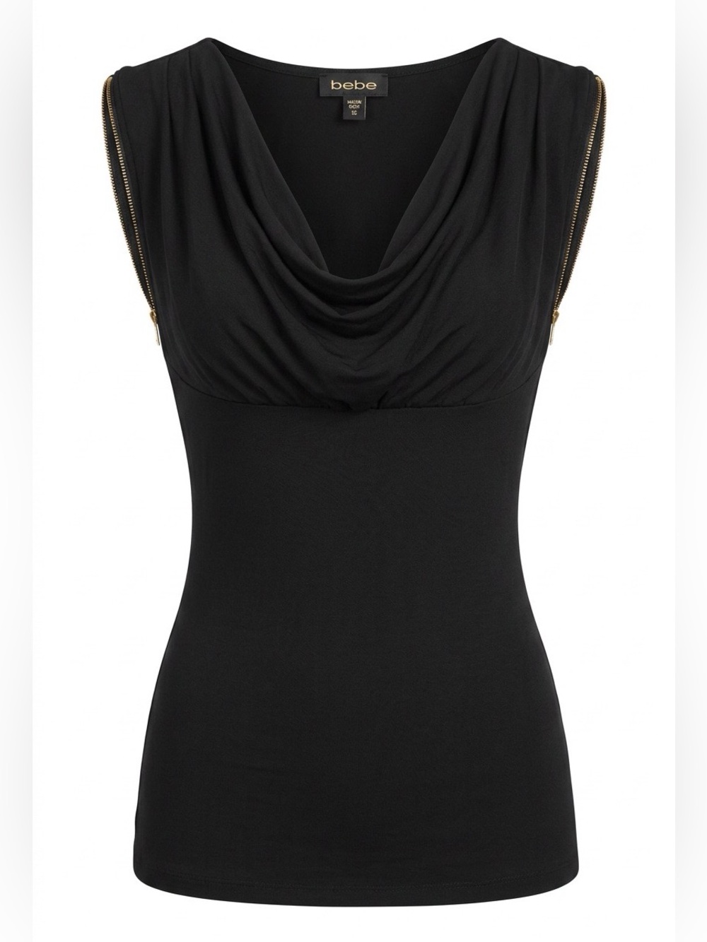 Bebe Sleeveless Top with Gold Zippers Size: xxs (Fits 0-4)